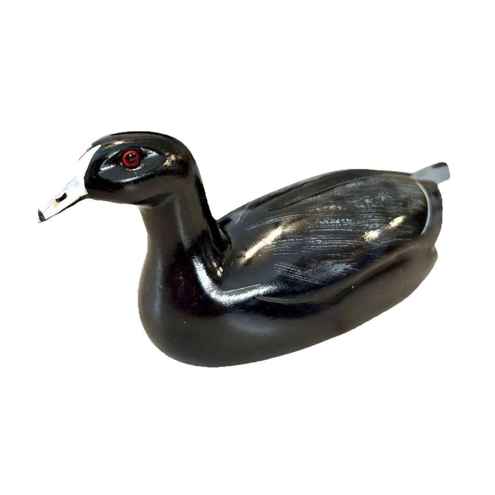 Handcrafted Wooden Duck Decoy Signed by carver E.C. Gibbs Jr. Vintage Hand Paint